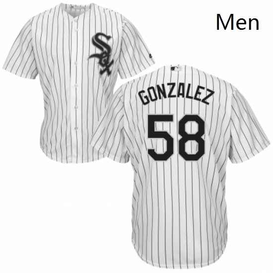 Mens Majestic Chicago White Sox 58 Miguel Gonzalez Replica White Home Cool Base MLB Jersey